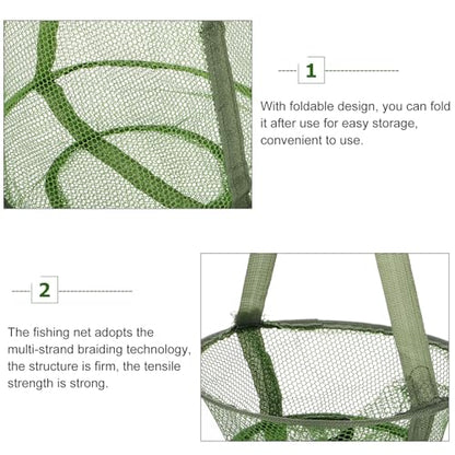 GANAZONO Foldable Fishing Basket Net 3-Layer Mesh Small Collapsible Fish Keeper Net Portable Shrimp Bait Pen for Freshwater Saltwater Fishing Trips