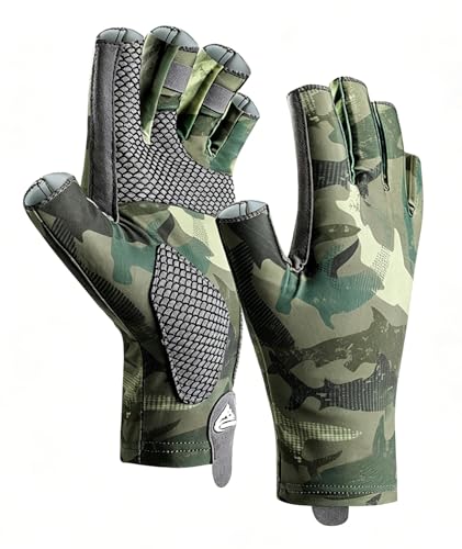 SUJAYU Fishing Gloves Men Women UV Protection Gloves, Sailing Gloves Kayak Gloves Paddling Gloves Rowing Gloves, Sun Gloves for Men UV Protection Gloves Fly Fishing Accessories - color: Green, size: X-Large