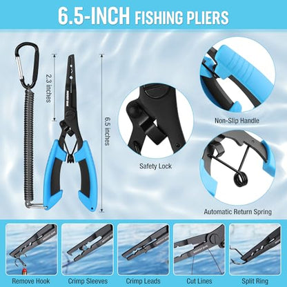 Mossy Oak Fishing Tools Kit- Fishing Plier, Fish Lip Gripper, Multifunctional Fishing Hook Remover with Lanyards Sheath, Saltwater Resistant Fishing Accessories & Equipment, Fishing Gifts for Men - style: 7pc fishing tool kit