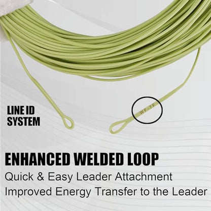Aventik ProWeight WF Floating Fly Fishing Line Welded Loops Weight Forward Freshwater Trout Fly Line Kit WF 3 4 5 6 7 8 Low Stretch Slick Coating Accurate Casting - color: Grassgreen, size: 5F