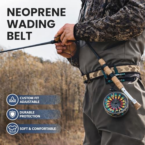 O’Pros Premium 2” Neoprene Adjustable (24” to 48”) Wading Belt – Fishing Wader Belt - color: Brown Camo