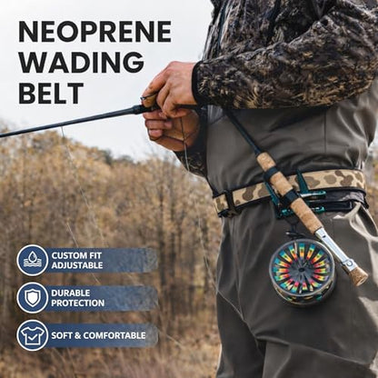 O’Pros Premium 2” Neoprene Adjustable (24” to 48”) Wading Belt – Fishing Wader Belt - color: Brown Camo