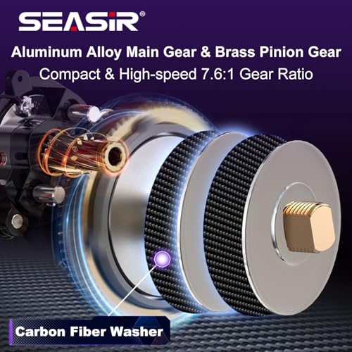 SEASIR ZeroVX Baitcasting Reel, 4.7oz Ultralight Fishing Reel Casting, Freshwater Baitcaster Reel, Carbon Fiber Washer, Max Drag 9LB, 7.6:1 Gear Ratio, 6+1 Shielded Ball Bearing - style: Left Hand