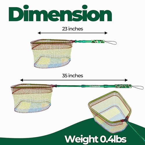 DaddyGoFish Kids Fishing Net - Extendable Telescopic Landing Net for Boy Girl Children Catching Small Fish Crab Shrimp Minnow Dragonfly Beach Pier Lake River Ocean - color: Style 2 (Green)