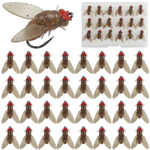 Bionic Fly Fishing Bait,18pcs/36pcs Trout Jig Swimbait Fly Hook Soft Bait Dry Flies Fly Fishing Lures Assortment Kit Attractant Fishing Gear Artificial Fishing Lure Panfish Lure Set - color: Browm-36PCS