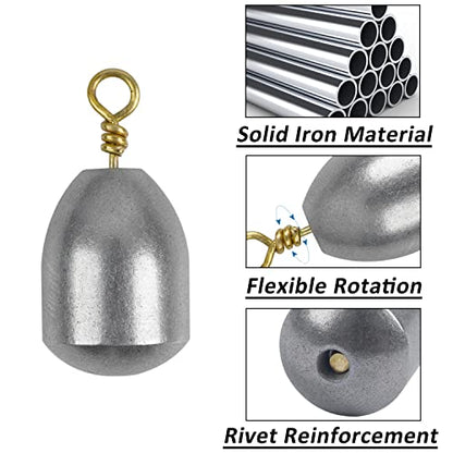 Iron Fishing Weights Sinkers, 20pcs Bass Casting Sinker Weights with Ring Drop Fishing Sinker and Weights for Saltwater Surf Sea Fishing - size: 20pcs 3/16oz