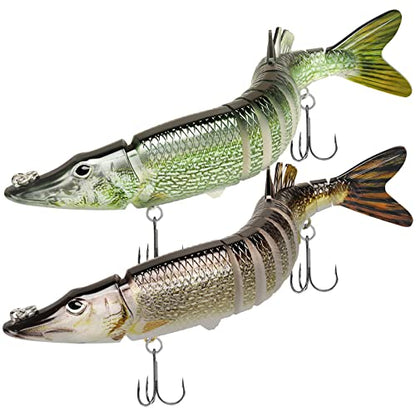 TRUSCEND Swimmax Easy Catch Fishing Lures with BKK Hooks, Wiggling, Vibrating, Rattling and Gurgling for More Bite, Heavy-Duty Dyneema Fiber Jointed Swimbaits for Bass, Trout, Walleye, Crappie, Pike - color: H1-11.8", 7.4oz