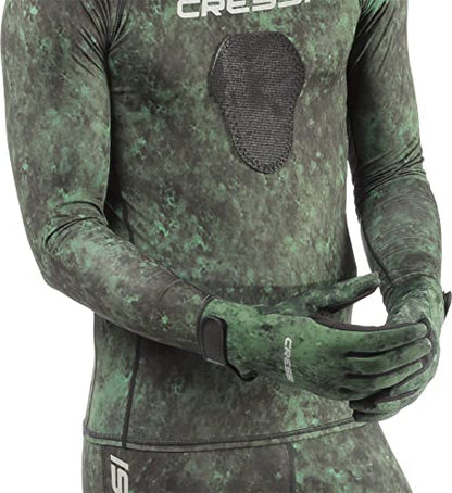 Cressi Camouflage Patterned Spearfishing Gloves Made of Elastic Neoprene- get The Hunter Equipment - color: Camo Green, size: Large