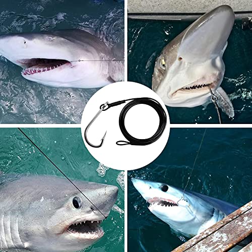 Fishing Shark Rigs Surf Fishing Stainless Steel Cable Leader Wire with Tuna Shark Hooks Saltwater Fishing Deep Sea Hooks Big Fish Shark Leader Rig - size: 5/0-2PCS
