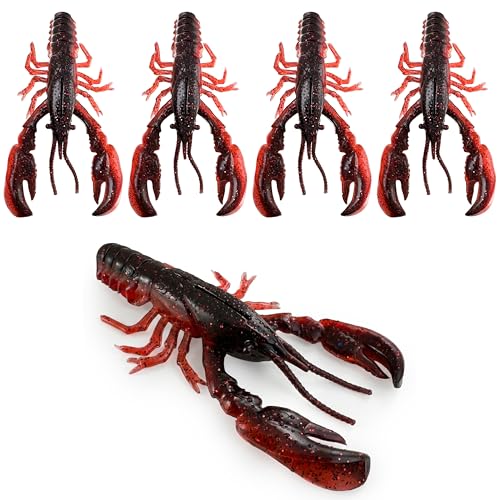 Headbanger RawCraw Soft Plastic Craw Bait for Bass Fishing - color: Red Craw, size: 4"