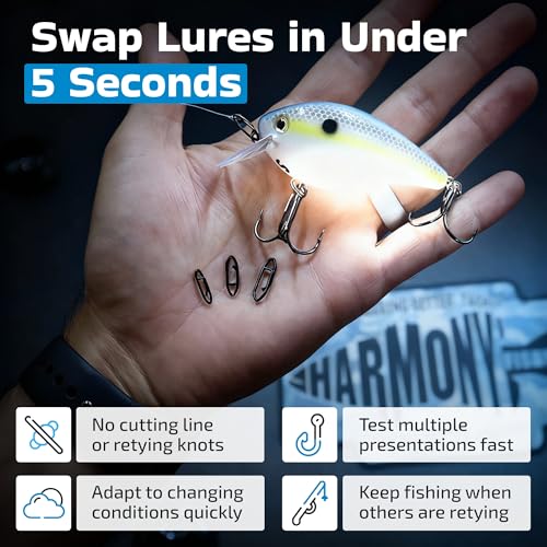 Harmony Fishing Stealth Clips (25 Pack) [Black Stainless] (Ultra-Strong, Fast-Swapping Universal Power Snaps for Fishing Lures) - size: 13mm (25# Test)