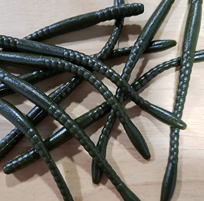 Floating Worm 10 Per Pack 6 Inch Scented Bass, Walleye and More - color: Green Pumpkin