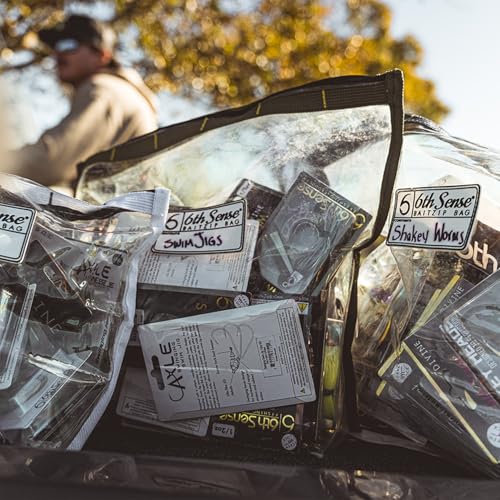 6th Sense BaitZip Pro Bags – Durable Clear Tackle Organizers with Gusseted Bottom & YKK Zippers (Green Pumpkin, 15"x13") - color: Green Pumpkin, size: 15"x13"
