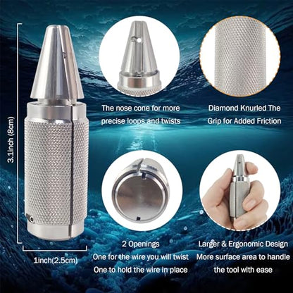 Eupheng Anti-Slip Stainless Steel Twist Fishing Tool, Mini (0.014"-0.032") & Large (up to #19 Gauge) Sizes Single Strand Haywire Twist Tool for Fishing Wire Leader Rig Making