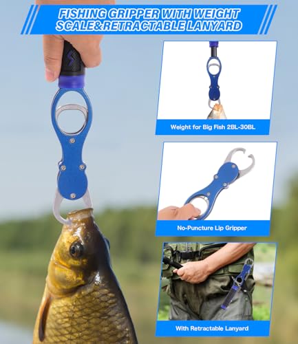 Fishing Tool Set, Fishing Pliers & Hook Remover,Fish Gripper with Weight Scale,Fish Ruler,Fish Gloves,Fishing Gear Tool Kit Accessories for Men Gift