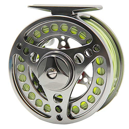 EX-ALC Fly Reel 3/4 5/6 7/8 9/10WT CNC Machined Large Arbor Aluminum Fly Fishing Reels Silver/Gunsmoke Fly Reels - color: Moss Green Fly Line, size: 5/6WT Fly Reel