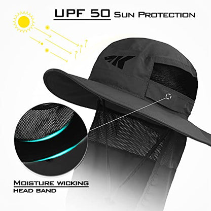 KastKing Sol Armis UPF 50 Boonie Hat - Sun Protection Hat, Fishing Hat, Beach & Hiking Hat, Paddling - color: U: Gray, size: With Neck Shield