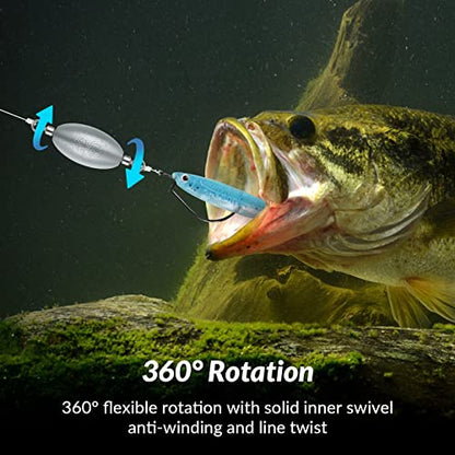 THKFISH Fishing Weights Inline Weights Trolling Sinkers Swivel Weights Quick Set Up Lead Fishing Sinker with Inner Swivel - size: 20pcs-5g(1/6 oz)