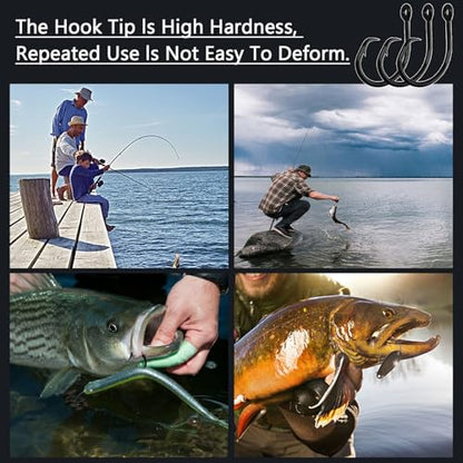 10PCS High-Carbon Steel Circle Hooks Barbed Fishing Hooks with Holes, Freshwater and Saltwater Fishing Hooks for Tuna, Catfish, Bass - size: 7/0