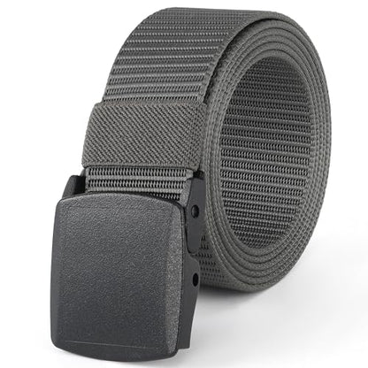 Mile High Life | Nylon Web Belt | Outdoor Military Belt | TSA Safe Buckle Plastic/Metal - color: Dark Gray
