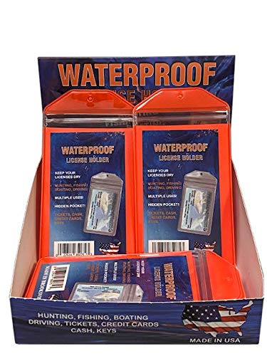 Fluorescent Orange, Zipped, Hunting & Fishing License Holder, Display Box Includes 100 Pieces, Ready for Display, Made in USA - style: 100 Pack-Fluorescent Orange