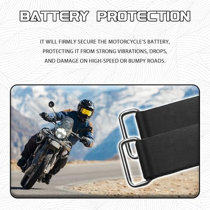 2PCS Rubber Band Straps Battery Box Tie Down Strap Stretchable Battery Tie Fixed Strap Holder Moped Belt with Metal Buckles for ATV Scooter Motorcycle Accessories Parts Black - size: 2PCS