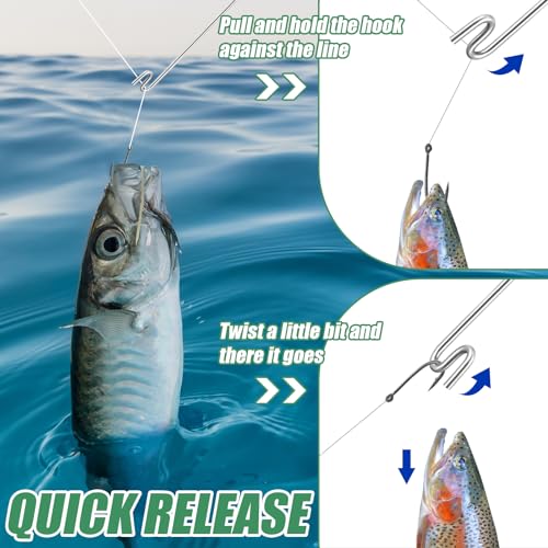 Sotiff 2 Pcs 12 in Stainless Steel Fish Hook Remover Tools Summer Fishing Hook Quick Removal Device Saltwater Dehooker Aluminum and Fish Dehooker for Fisherman - color: Silver