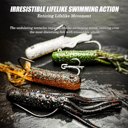 20Pcs Tube Baits Soft Plastic Worms Bass Fishing Lures for Tube Jig Heads Hook Freshwater Saltwater, 3.5 Inch - color: 20 PCS-Pearl Silver Flake