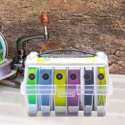 Happyyami Fishing Line Case Line Spool Box Clear Fishing Line Holder Fishing Storage Box Slots Fishing Line Case Fishing Line Organizer Fishing Tool Holder Clear Visibility Fishing Line