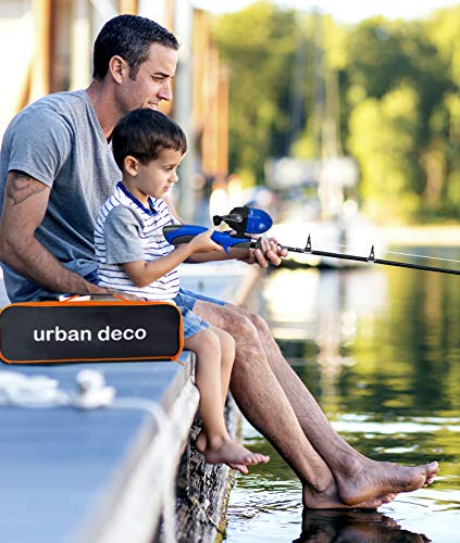 Urban Deco Kids Fishing Pole Set Portable Telescopic Kids Fishing Rod and Reel Combo Kit with Tackle Box for Beginners, Boys,Girls,Youth,Children - color: blue