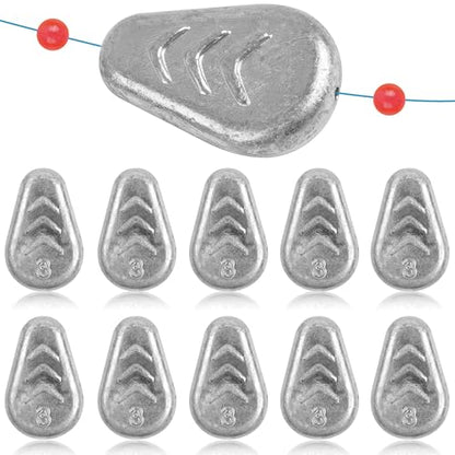 5/10 Pack No Roll Sinker Lead Fishing Weights Catfish Sinkers Coin Disc Weight Snagless Flat Inline Sinker for Catfishing Rig Bank River Surf Fishing Saltwater - color: 3 Ounce - 10 Pack