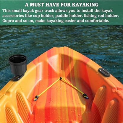 Huntury Kayak Track, Kayak Low Profile Track, Kayak Rail, Kayak Accessories Mount Track, Kayak Gear Track for Fishing Rod Holder, Fish Finder, Cup Holder, Anchor Cleats - size: 4" Length (Pack Of 2)
