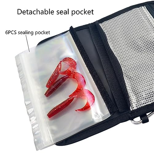 Froiny Fishing Soft Lure Storage Bag Waterproof Fishing Baits Binder Fly Fishing Leader Tackle Wallet Bag with Carabiner