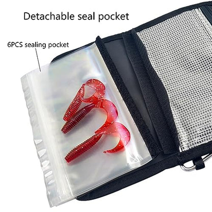 Froiny Fishing Soft Lure Storage Bag Waterproof Fishing Baits Binder Fly Fishing Leader Tackle Wallet Bag with Carabiner