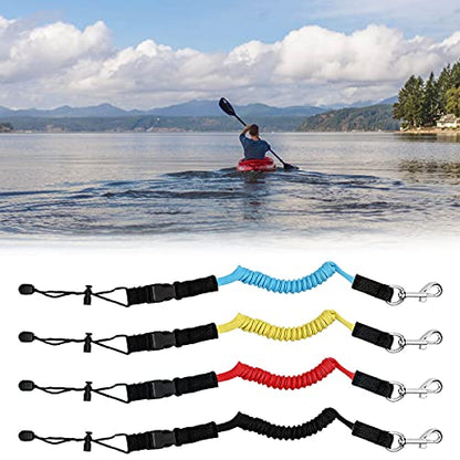 SPENCER 2 Pack Kayak Paddle Leash - Kayak Rod Leash Safety Tool Paddle Lanyard Rope Kayak Accessories Stretchable Coiled Lanyard Leash for Kayak and SUP Paddles, Fishing Poles Rods (Blue)