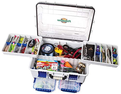 Flambeau Outdoors 4000WPBC Tackle Box - HD Waterproof Tackle Satchel System, 2 Removable Waterproof Tuff Tainers, Floating Satchel, Fishing Tackle & Gear Storage, Zerust Anti-Rust Dividers, Gray/Clear - size: 4000 Series, style: With Base Cage