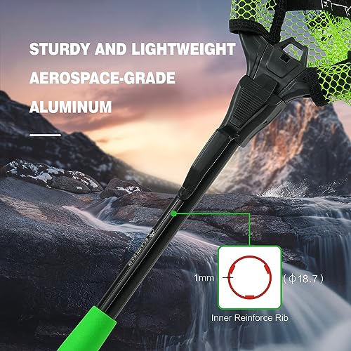 Black Paw Floating Fishing Net Foldable Telescopic Fish Landing Net with Built in Length Scale Rubber Coated for Kayak, Fly, Trout - color: A1:12" Hoop Size Green (Fixed Pole)