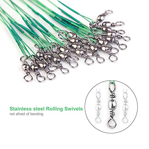 60PCS Fishing Wire Leader, Steel Fishing Leaders with Swivels and Snap, Nylon-Coated Fishing Leader for Connect Fishing Tackle Lures or Hooks, 7.5, 11.7, 12.9 Inch