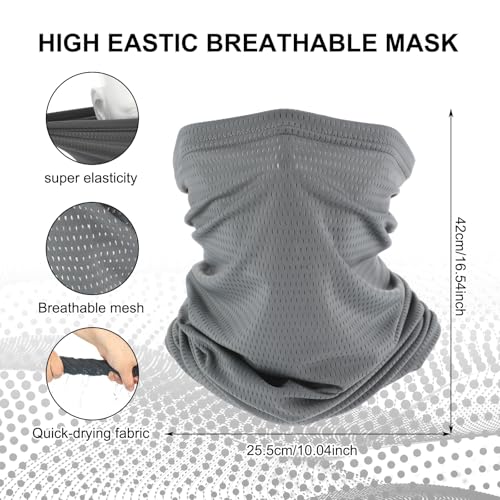 Geyoga 2/4 Pack Cooling Neck Gaiter Summer Breathable Balaclava Face Mask with Mesh Holes UV Protection Sun Scarf Men Women - color: Dark Gray