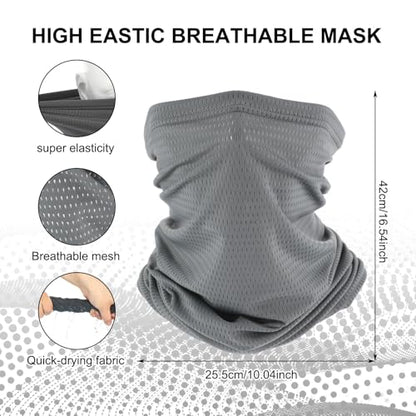 Geyoga 2/4 Pack Cooling Neck Gaiter Summer Breathable Balaclava Face Mask with Mesh Holes UV Protection Sun Scarf Men Women - color: Dark Gray