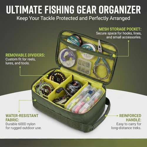 Waterproof Fishing Tackle Bag with 3 Adjustable Dividers, Lightweight Storage Bag(Black) - color: Black