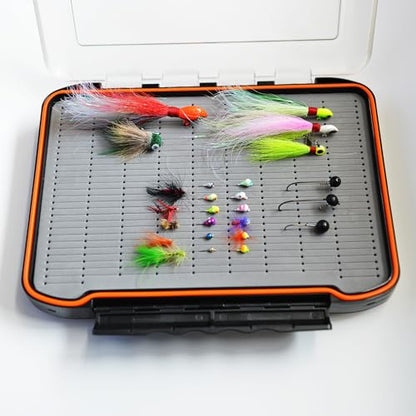 Alichino Fly Box for Fly Files Ice Jig Box Two Sided Waterproof Fly Fishing Box for Nymphs and Streamers (Grey Foam Insert C, Extra Large 11.8 * 8.4 * 2.2Inch) - size: Extra Large 11.8 * 8.4 * 2.2 Inch