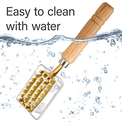 YAMASAN KYOTO UJI Brass & Wood Fish Scale Remover, Tsubame-Sanjo, Japan | Professional Japanese Kitchen Scale Tool, Fish Scale Remover with Box, Brass Serrated Sawtooth and Wooden Handles