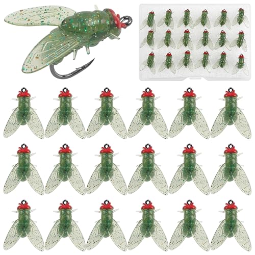 Bionic Fly Fishing Bait, 18/36pcs Fly Fishing Flies Lures Kit Trout Jigs Swimbait Dry Flies Trout Panfish Lures Freshwater Saltwater Flies Fly Fishing Hook Artificial Soft Bait - style: Green-18pcs