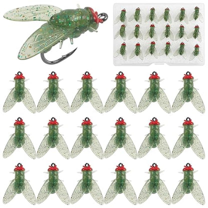 Bionic Fly Fishing Bait, 18/36pcs Fly Fishing Flies Lures Kit Trout Jigs Swimbait Dry Flies Trout Panfish Lures Freshwater Saltwater Flies Fly Fishing Hook Artificial Soft Bait - style: Green-18pcs