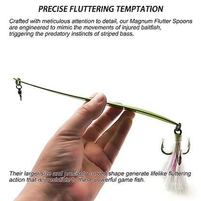 Magnum Flutter Spoon Jigging Lures, 8-9 Inch Large Hard Metal Sinking Trolling Casting Striper Fishing Spoon Baits for Striped Bass, Salmon, Walleye, Saltwater, Freshwater, Deep Sea Fishing - color: Classic - Silver Large Spoon, size: B - 9" Classic - 4.7