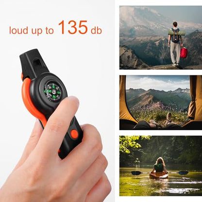 Emergency Survival Function Whistle, Outdoor Multifunctional Tool Safety Whistle with Lanyard, Ideal for Kayaking, Boating, Hiking, Camping, Climbing, Hunting, Fishing, Rescue Signaling - color: blue*black1pcs