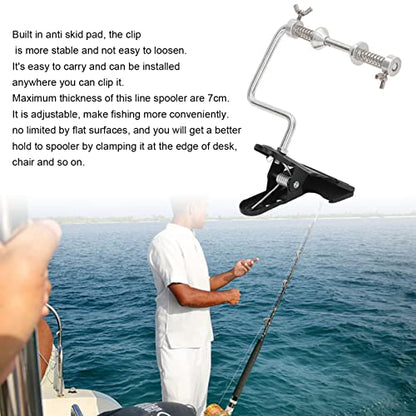 Fishing Line Winder with Clamp, Aluminum Alloy Fishing Line Winder, Adjustable Stable Protable Spooler Machine, Convenient Hand Crank Fishing Line Spooler for Fisherman