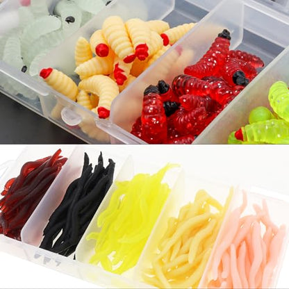 250pcs Soft Plastic Fishing Lures Worms, Plastic Fishing Worms Fake Maggots Fake Baits, Bread Soft Maggots Artificial Earthworm