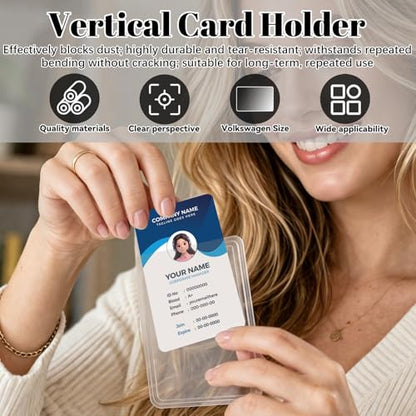 6-Pack Waterproof PVC Card Holder Sleeve for ID, Credit, Insurance, Social Security & Travel Protection - Flexible Transparent Design, Moisture & Dust Guard - color: No Zipper, size: 6Pack, Vert